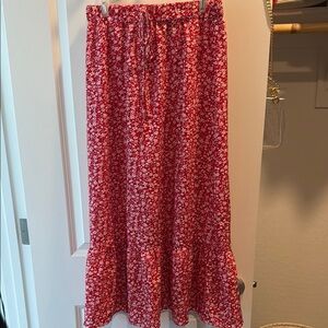 Floral Red Maxi Skirt